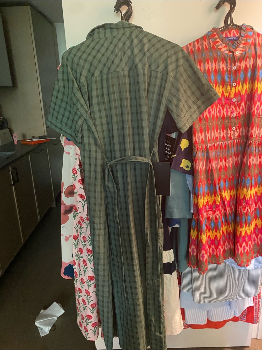 Pomander Place Green Plaid Short-Sleeve Shirt Dress - Picture 6 of 6